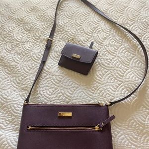 USED ONCE eggplant Kate spade crossbody w/ wallet